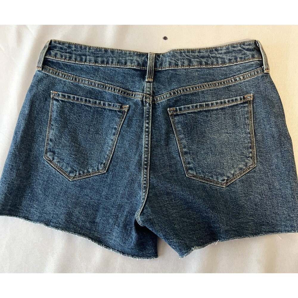 Old Navy Secret Slim Blue Pockets Stars Stripes Raw Hem Denim Shorts Sz 10 - Picture 5 of 9